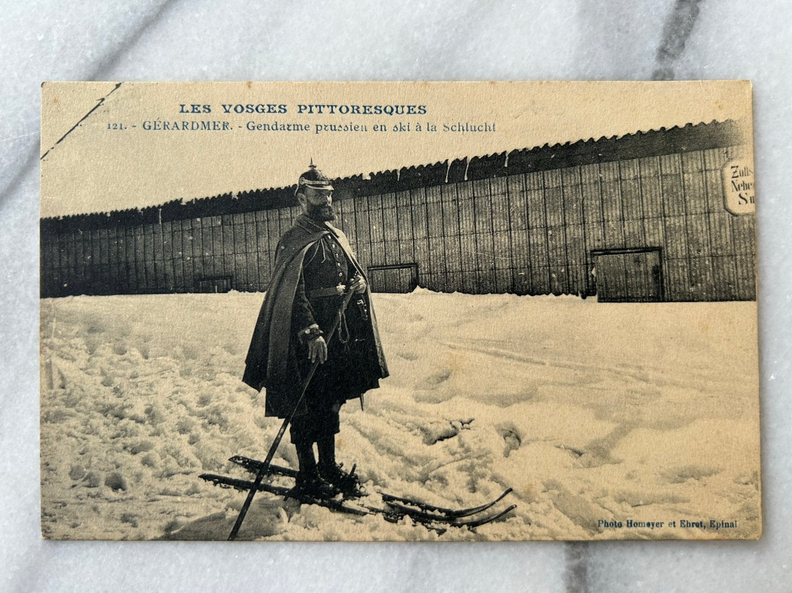 Ak gendarme prussien ski a la schlucht, Ophalen of Verzenden, Landmacht, Nederland, Foto of Poster