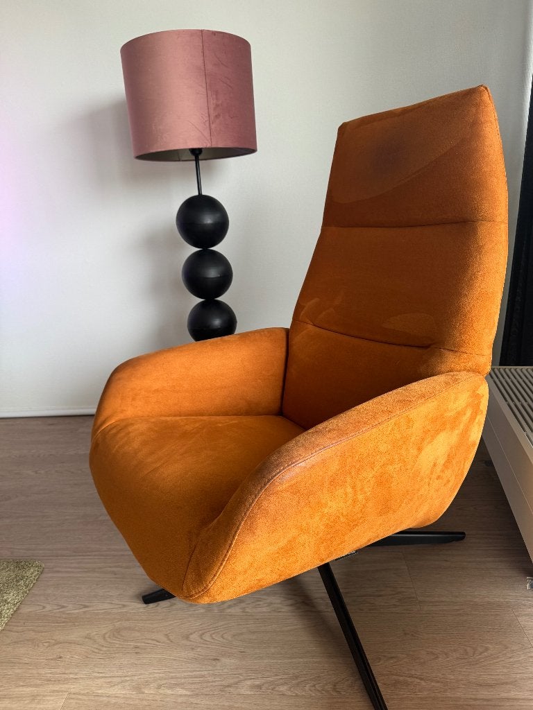 Foto 4 van Montèl relaxfauteuil cognac/oranje – draaibaar