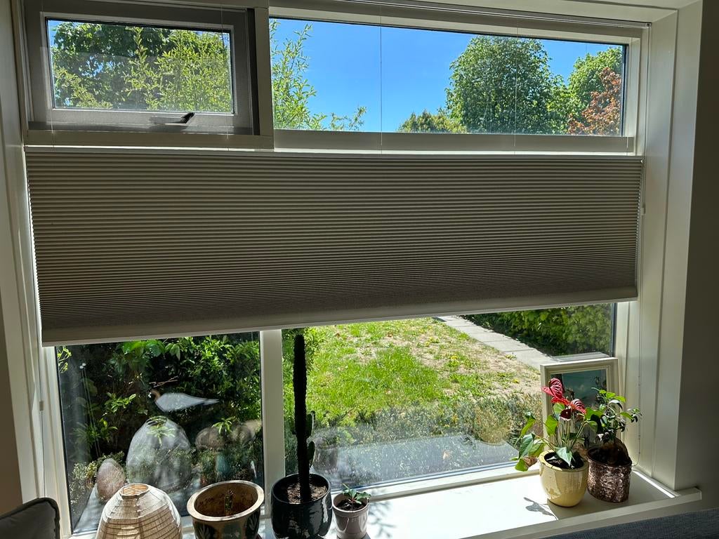 Pliche op maat, Ophalen, Beige, Zo goed als nieuw, 200 cm of meer
