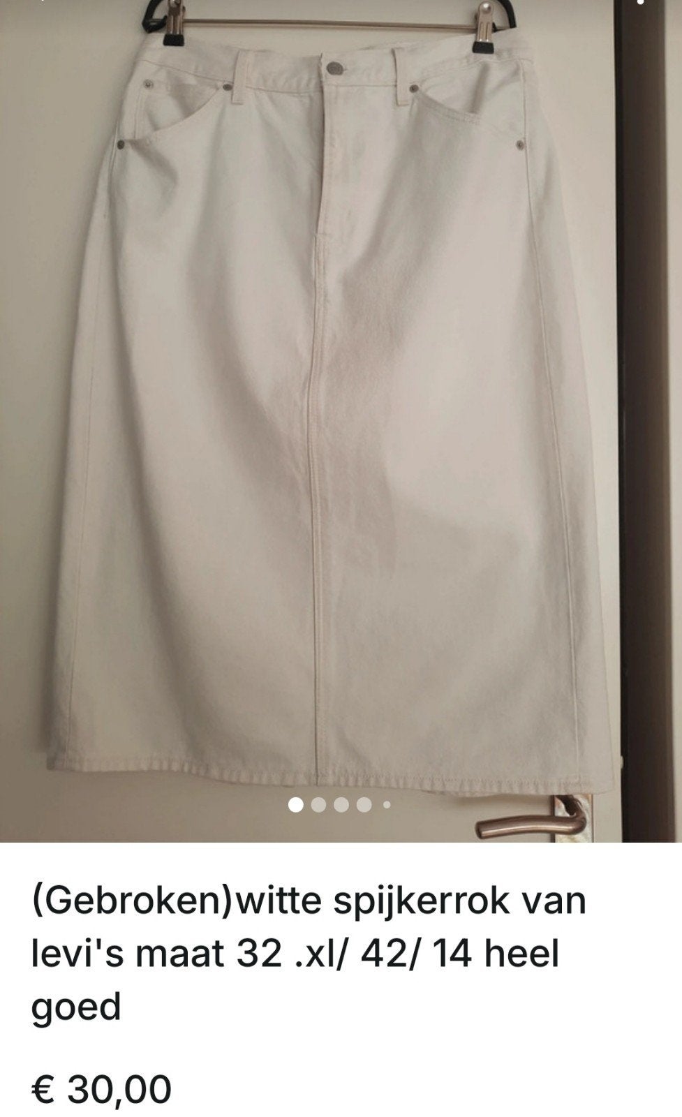 Gebroken witte levi's rok. Mt 42 .zie foto's * spit achter, Overige kleuren, Maat 42/44 (L), Ophalen of Verzenden, Zo goed als nieuw