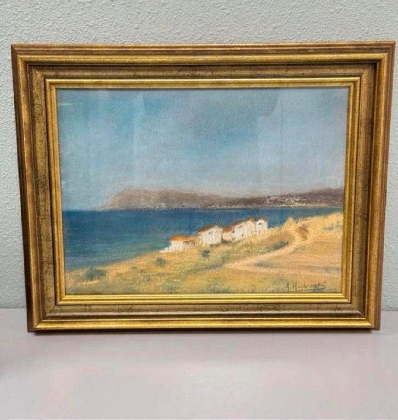 A. Huybregts 1996 vintage Schilderij kustlandschap kust art, Ophalen of Verzenden