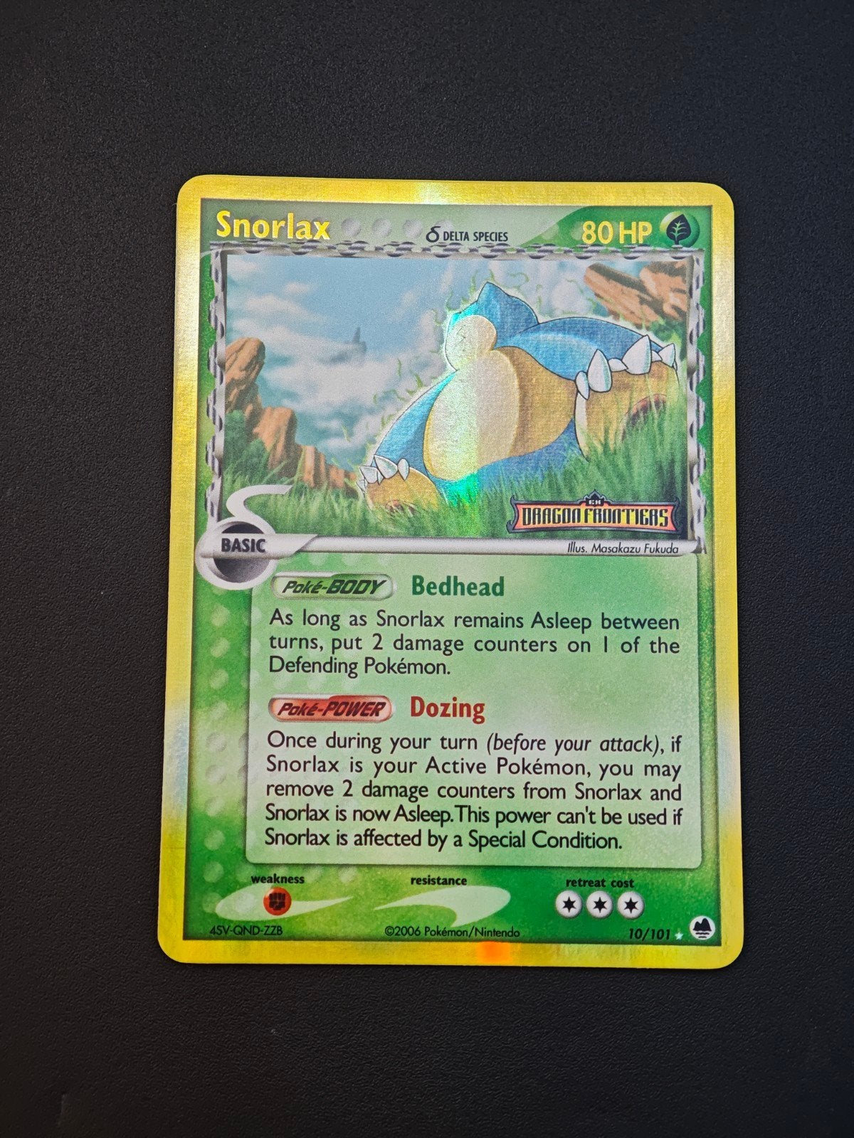 Snorlax 10 Delta Species - Dragon Frontiers, Ophalen of Verzenden, Zo goed als nieuw, Losse kaart, Foil