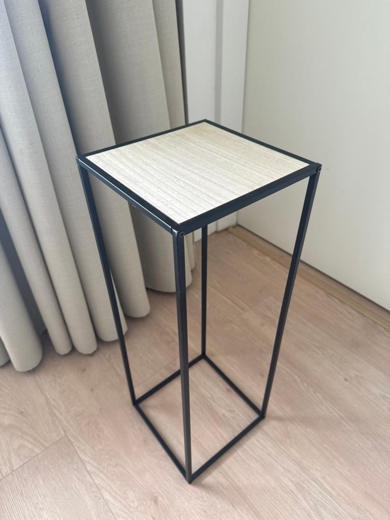 Stijlvolle plantenstandaard / bijzettafel metaal en hout, Huis en Inrichting, Tafels | Bijzettafels, Ophalen, Minder dan 55 cm