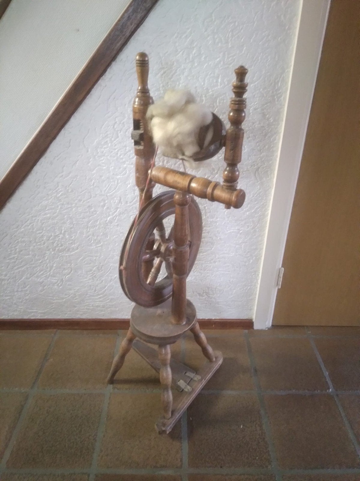 Antiek houten spinnewiel - Decoratief, Ophalen, Gebruikt, Spinnewiel