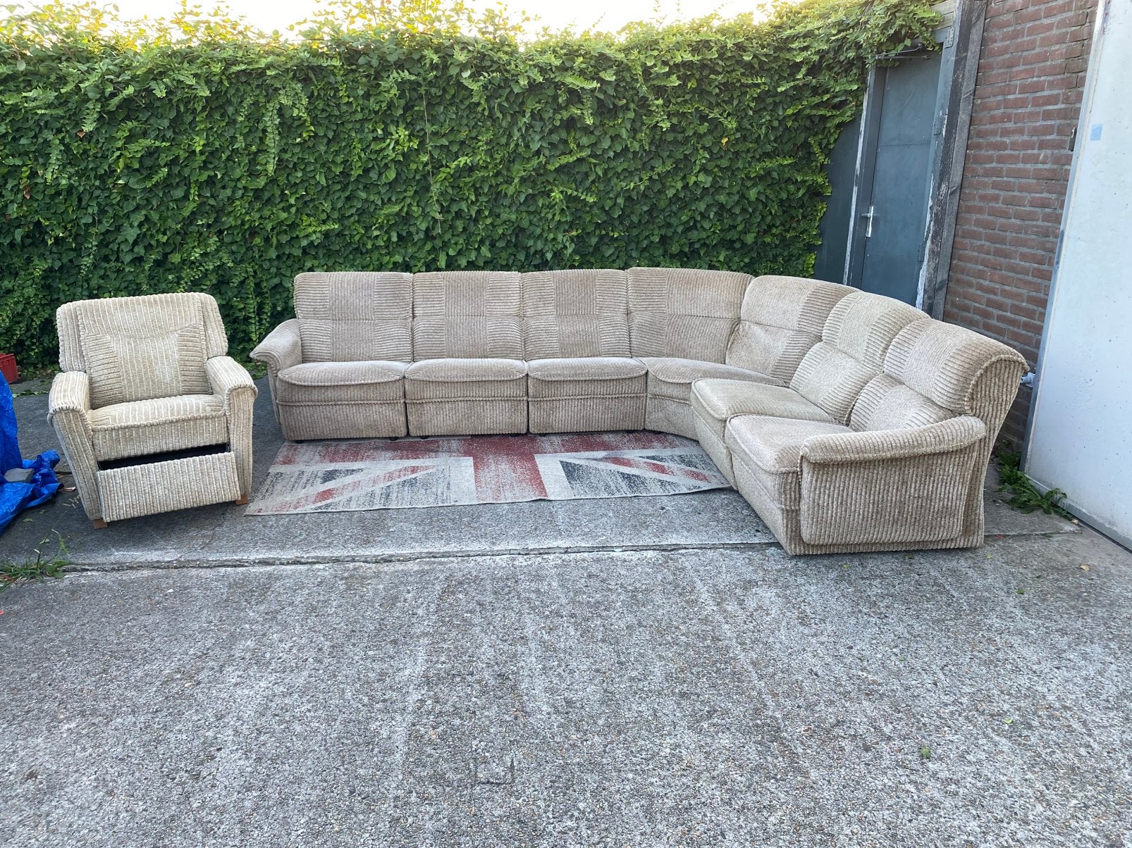Grote Vintage Moudulaire hoekbank + Relax fauteul jaren 60, Ophalen, Overige maten, Minder dan 75 cm, Hoekbank