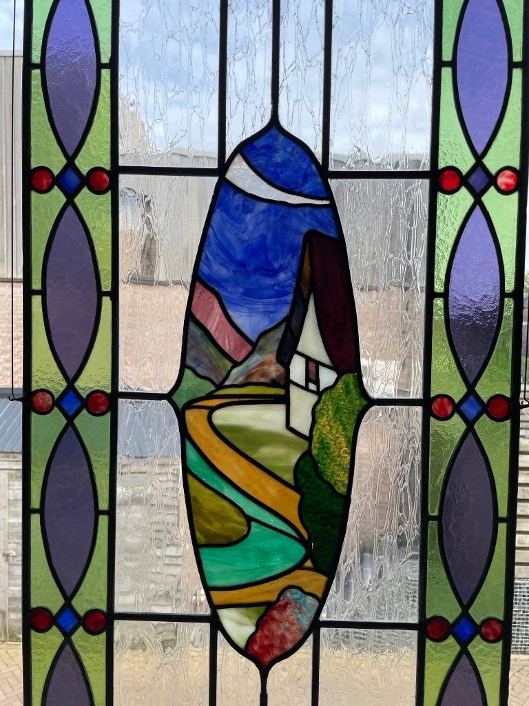 Glas in lood raam ongeveer 50 bij 100 cm., Ophalen