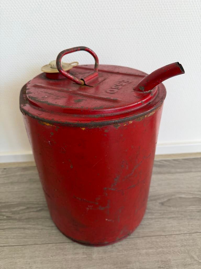 Groot Vintage ESSO Olieblik - Rood - Auto Garage Verzamelaar, Ophalen of Verzenden, Gebruikt