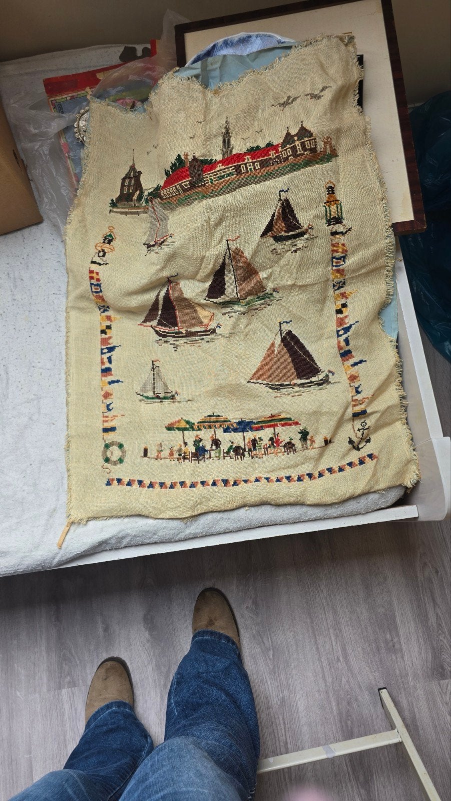 Ingelijste foto van een marineschip, Ophalen of Verzenden