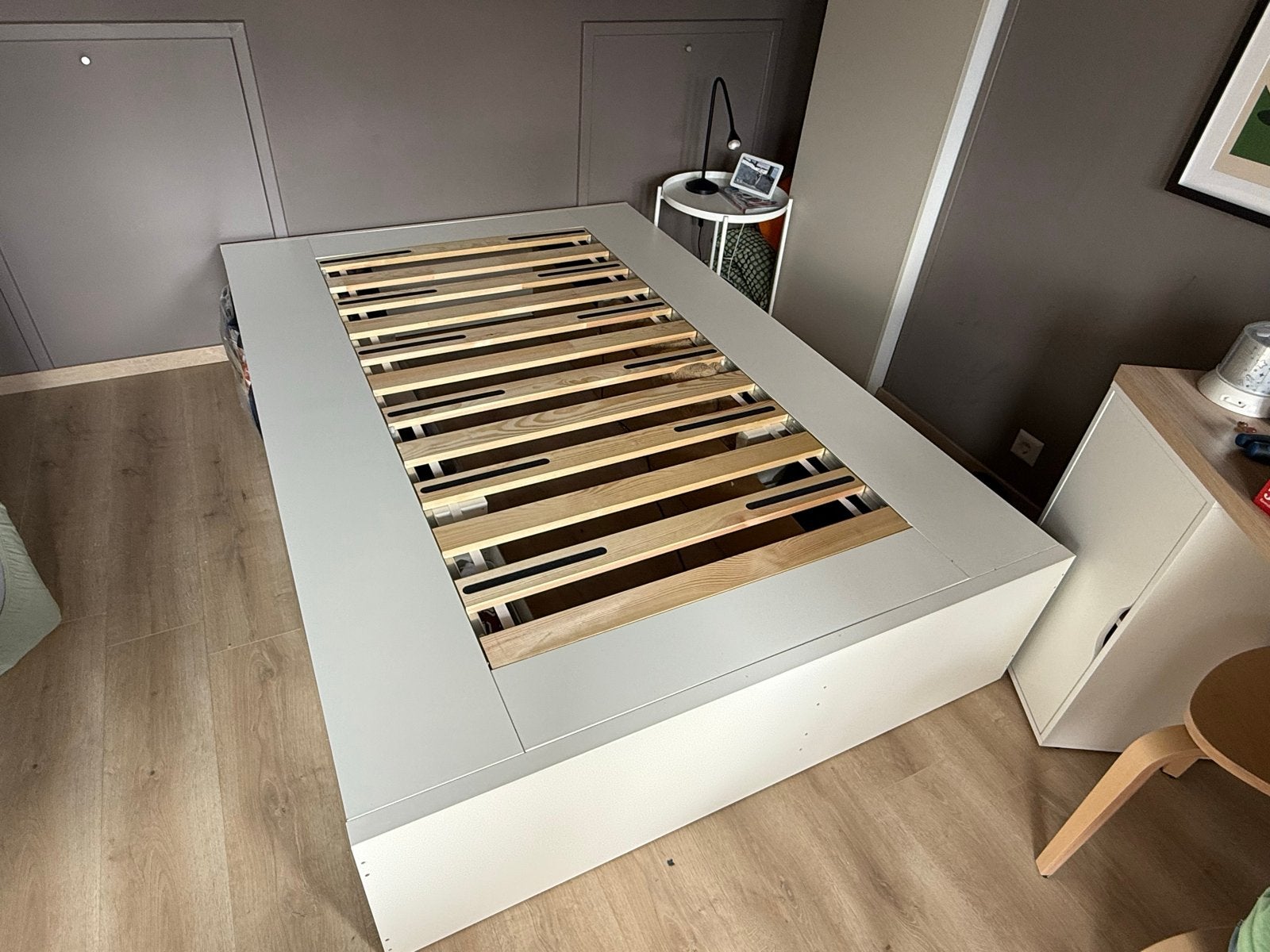IKEA Platsa Bedframe met lattenbodem, Ophalen, Eenpersoons, Wit, 140 cm