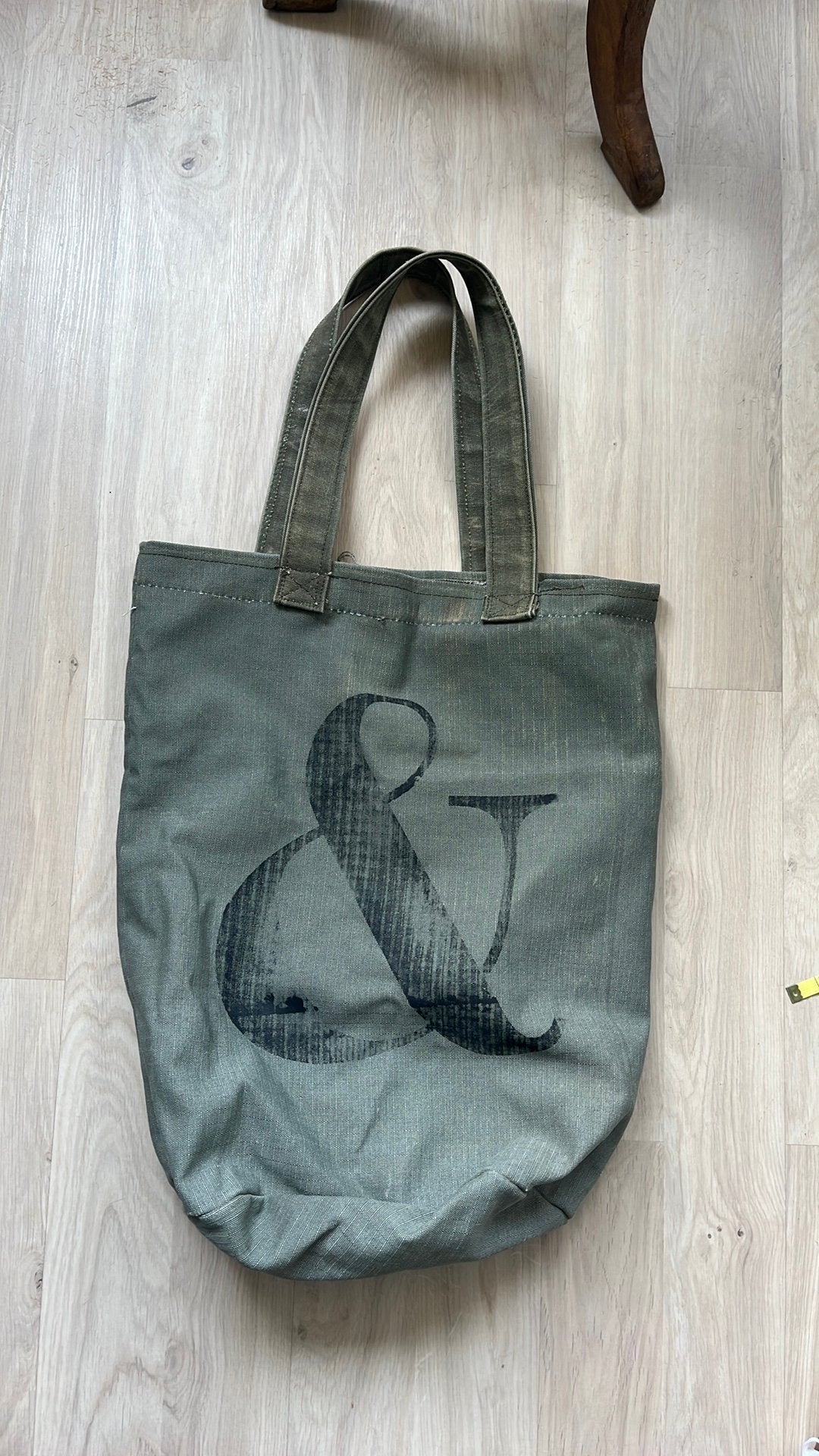 Ideale strandtas! Leger stof met & print., Ophalen of Verzenden, Zo goed als nieuw, 30 cm of meer