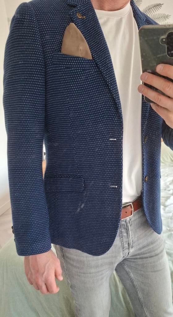Te koop casual luxe colbert incl. Pochet., Kleding | Heren, Ophalen of Verzenden, Zo goed als nieuw, Blauw