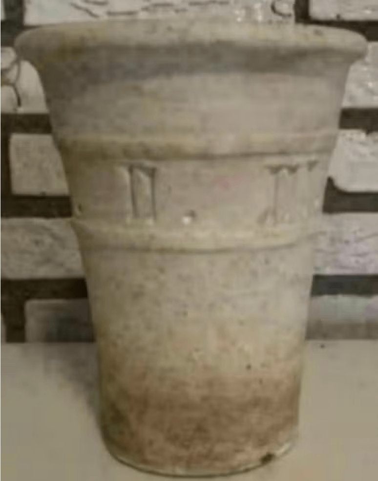 Hoge ronde bloempot met romeinse cijfers, bloemenpot, Gebruikt, Rond, Binnen, Ophalen of Verzenden
