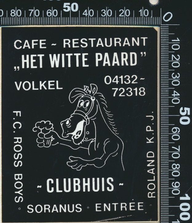 Sticker: Cafe Restaurant Het Witte Paard - Volkel (1), Ophalen of Verzenden, Zo goed als nieuw, Bedrijf of Vereniging