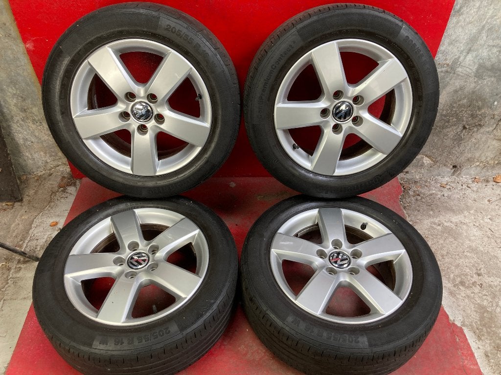 Lichtmetalen velgen Volkswagen Golf 5, 6 205/55R16 Continent, Gebruikt, 16 inch, ., Banden en Velgen