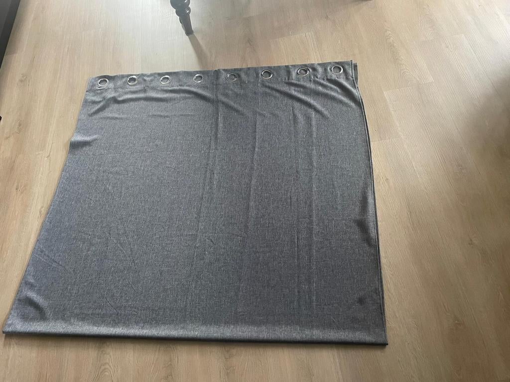 Gordijnen - Grijs met ringen, Ophalen, Gebruikt, 100 tot 150 cm, 200 cm of meer
