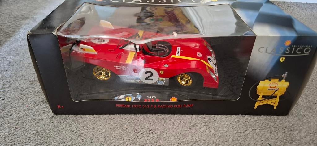 Ferrari 1972 312 P & Racing Fuel Pump modelauto, Ophalen, Groter dan 1:32, Auto, Overige merken
