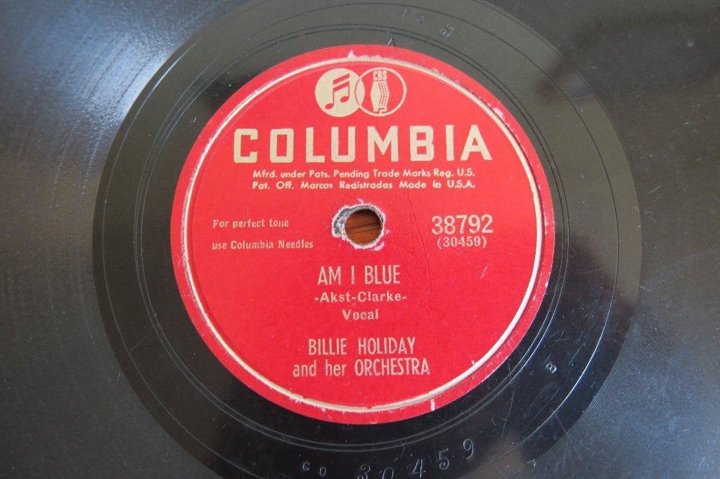 Billie Holiday Am I Blue 78rpm 78 toeren grammofoonplaat, Gebruikt, 10 inch, Ophalen of Verzenden, Overige typen