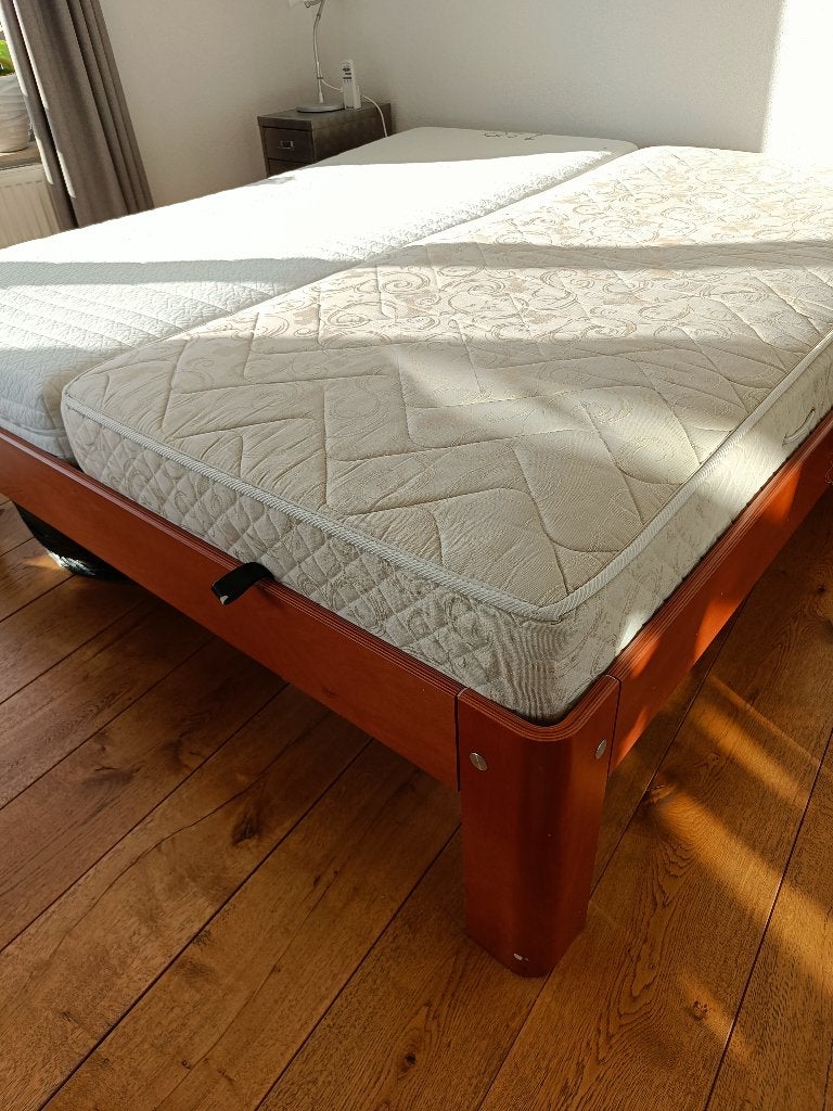 Auping Auronde met verstelbare spiraalbodems extra hoog, Huis en Inrichting, Ophalen, Bruin, Tweepersoons, 180 cm