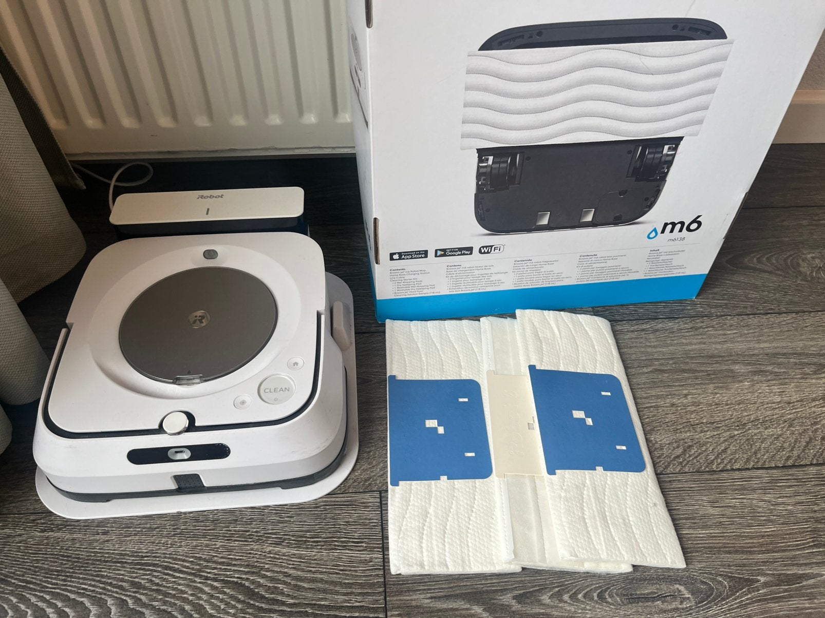 iRobot Braava Jet m6. Dweilrobot, Witgoed en Apparatuur, Ophalen, IRobot, Bedienbaar via app, Zo goed als nieuw