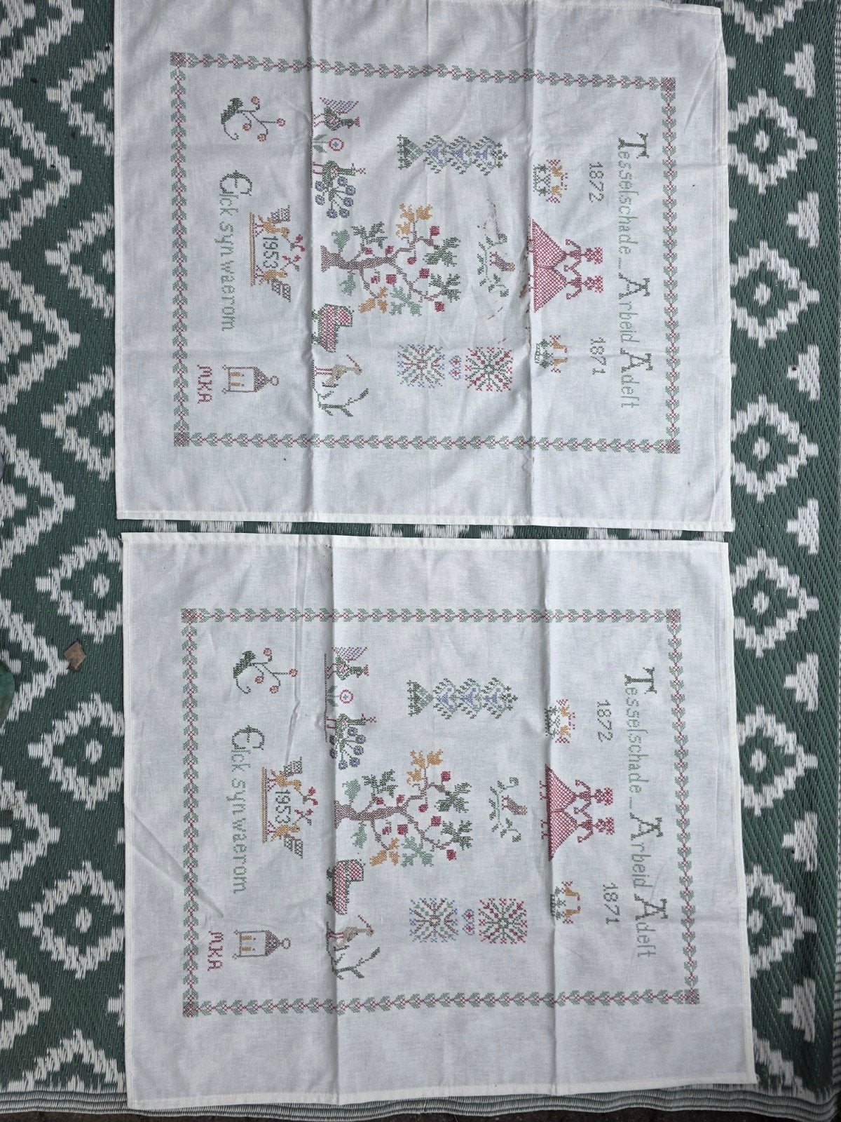 2 onbewerkte merklappen in nette staat, Ophalen of Verzenden