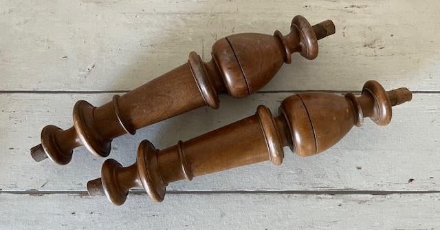 Set van twee vintage houten balusters uit Frankrijk, Ophalen of Verzenden