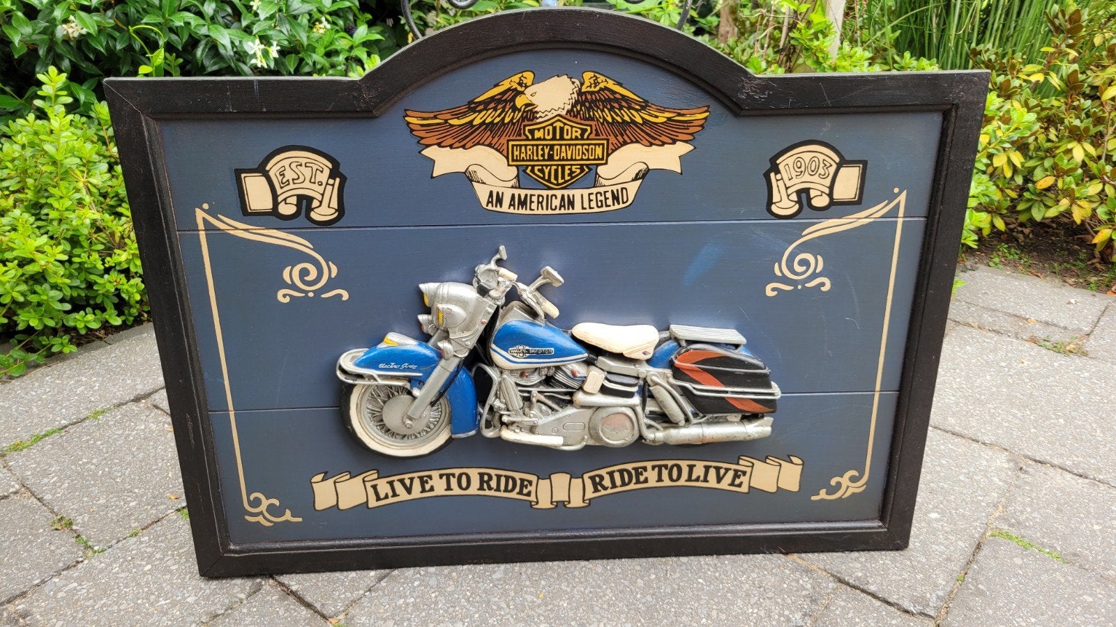Harley-Davidson wanddecoratie met 3D motor, Ophalen, Gebruikt, Wandbord of Wandpaneel