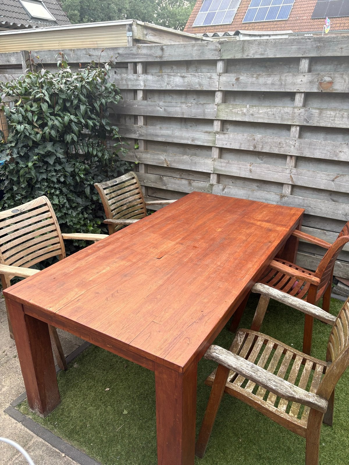 Robuuste houten tuintafel, Ophalen, Gebruikt, Rechthoekig, Hout