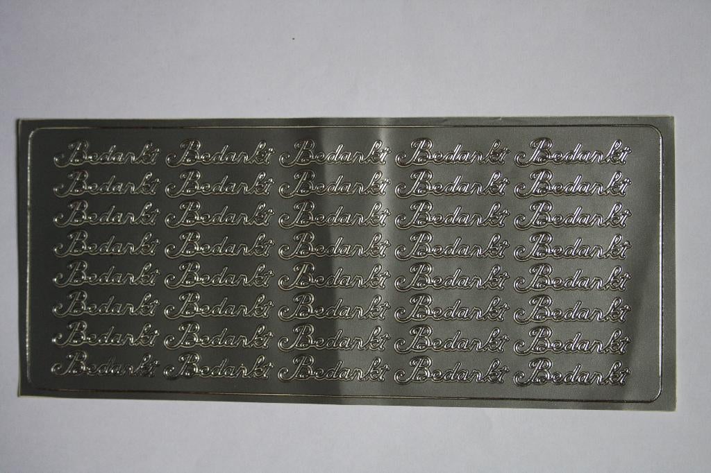 1 st. siersticker Bedankt zilverkleur 8771, Ophalen of Verzenden, Nieuw, Overige thema's, Overige typen