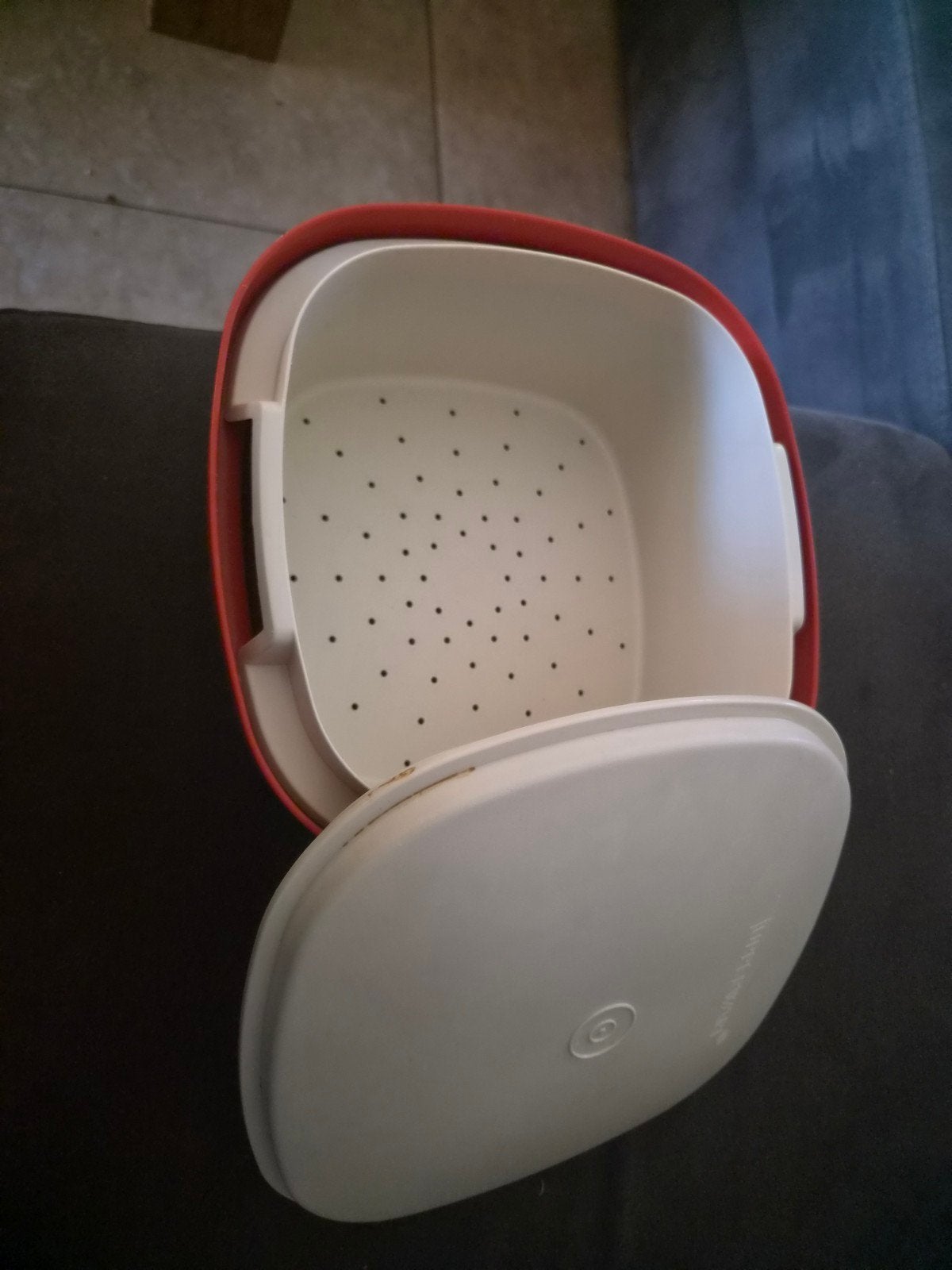 Tupperware Serveer Wonder - Rood/Wit, Gebruikt, Ophalen of Verzenden, Met deksel, Bak of Kom