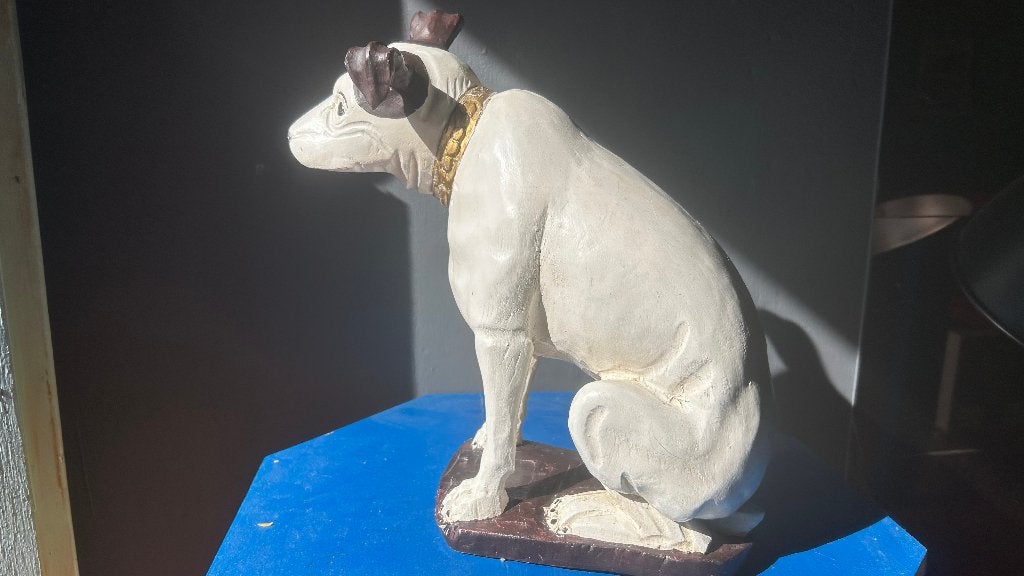 Mascotte "His Masters Voice"  Houten beeldje handwerk 35 cm, Ophalen of Verzenden