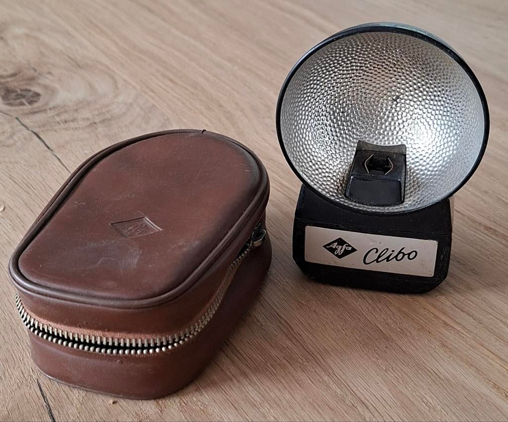 Vintage Agfa Clibo flitser met etui, Ophalen, Gebruikt, Overige merken