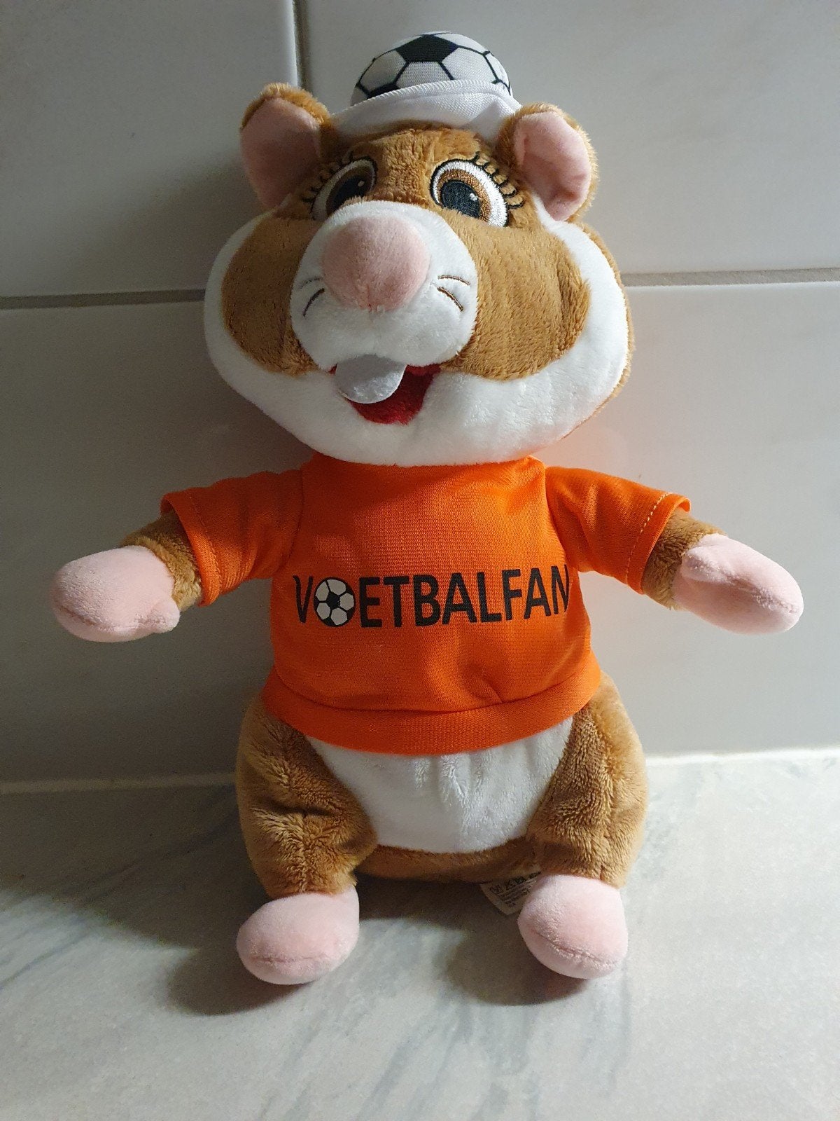 Hamster Albert Heijn,  voetbalfan  oranje, 30 cm, Albert Heijn, Ophalen of Verzenden