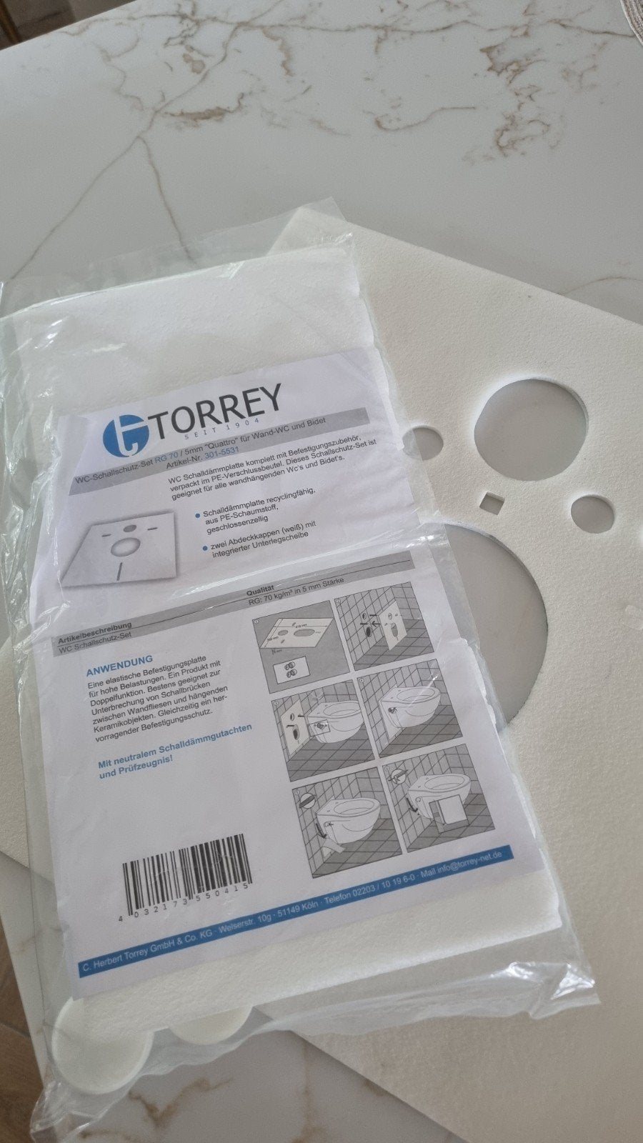Torrey WC Geluidsisolatie Set voor Wand-WC en Bidet, Ophalen, Nieuw, Toilet