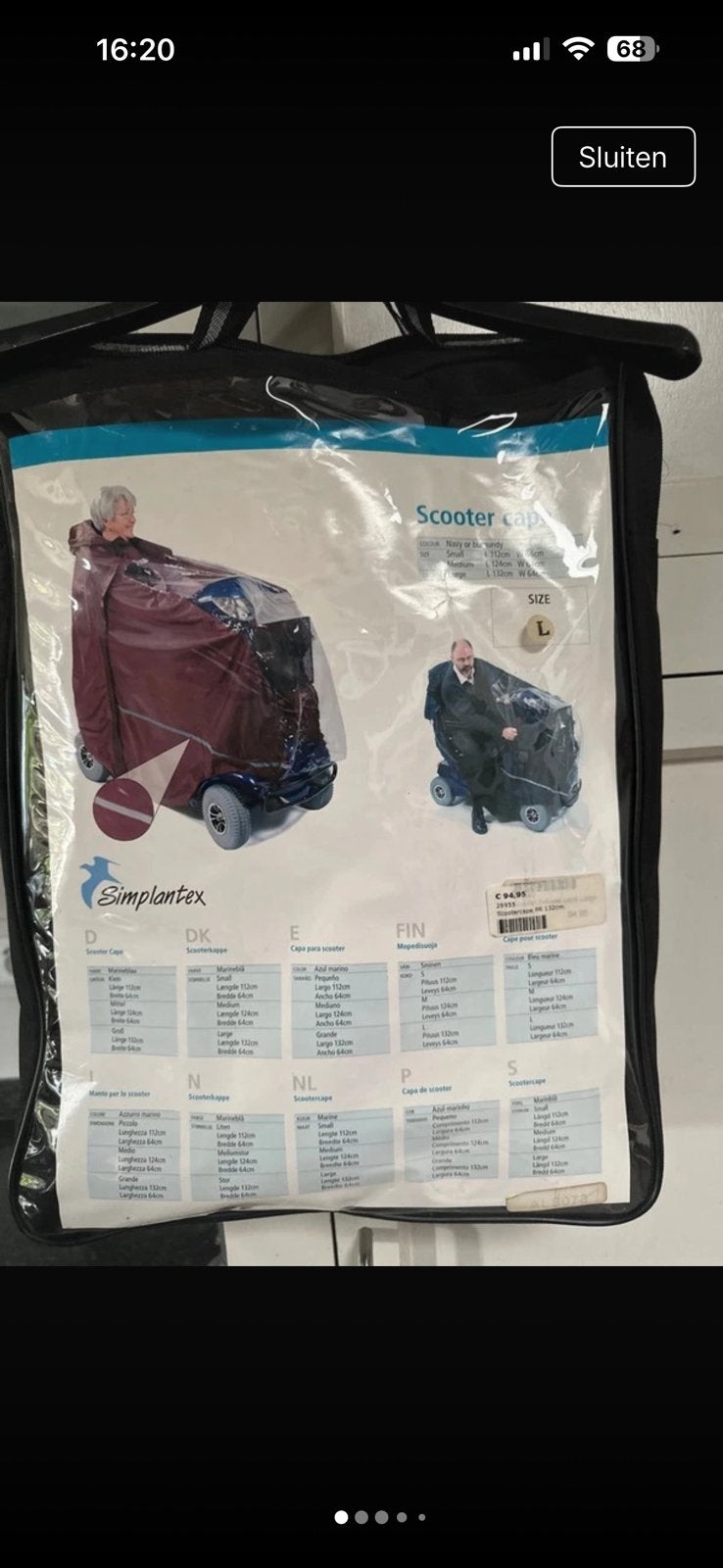 Simplantex scootmobiel regenhoes., Diversen, Ophalen of Verzenden, Nieuw