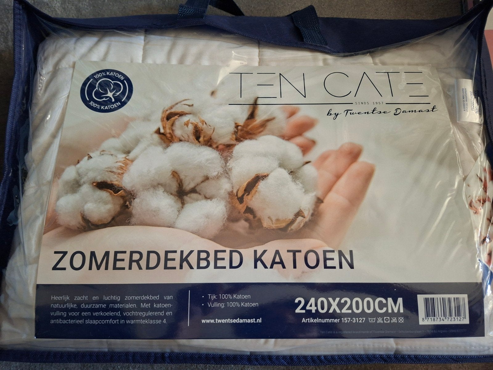 Zomerdekbed Ten Cate 240x200 NIEUW 100%katoen, Huis en Inrichting, Slaapkamer | Beddengoed, Eenpersoons, Wit, Nieuw, Ophalen of Verzenden
