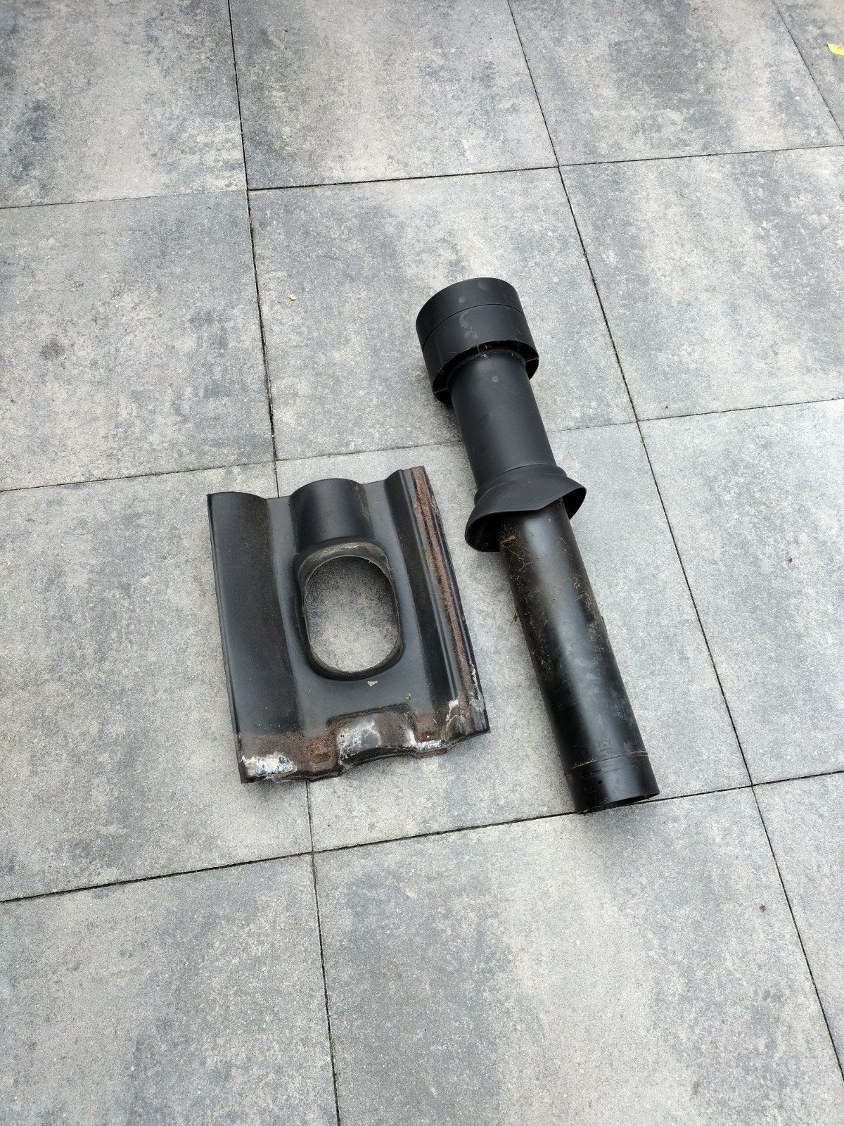 Ubbink Ontluchtingsdoorvoer Set 110mm met Dakpan, Doe-het-zelf en Verbouw, Kunststof, Gebruikt, Zwart, Ophalen of Verzenden
