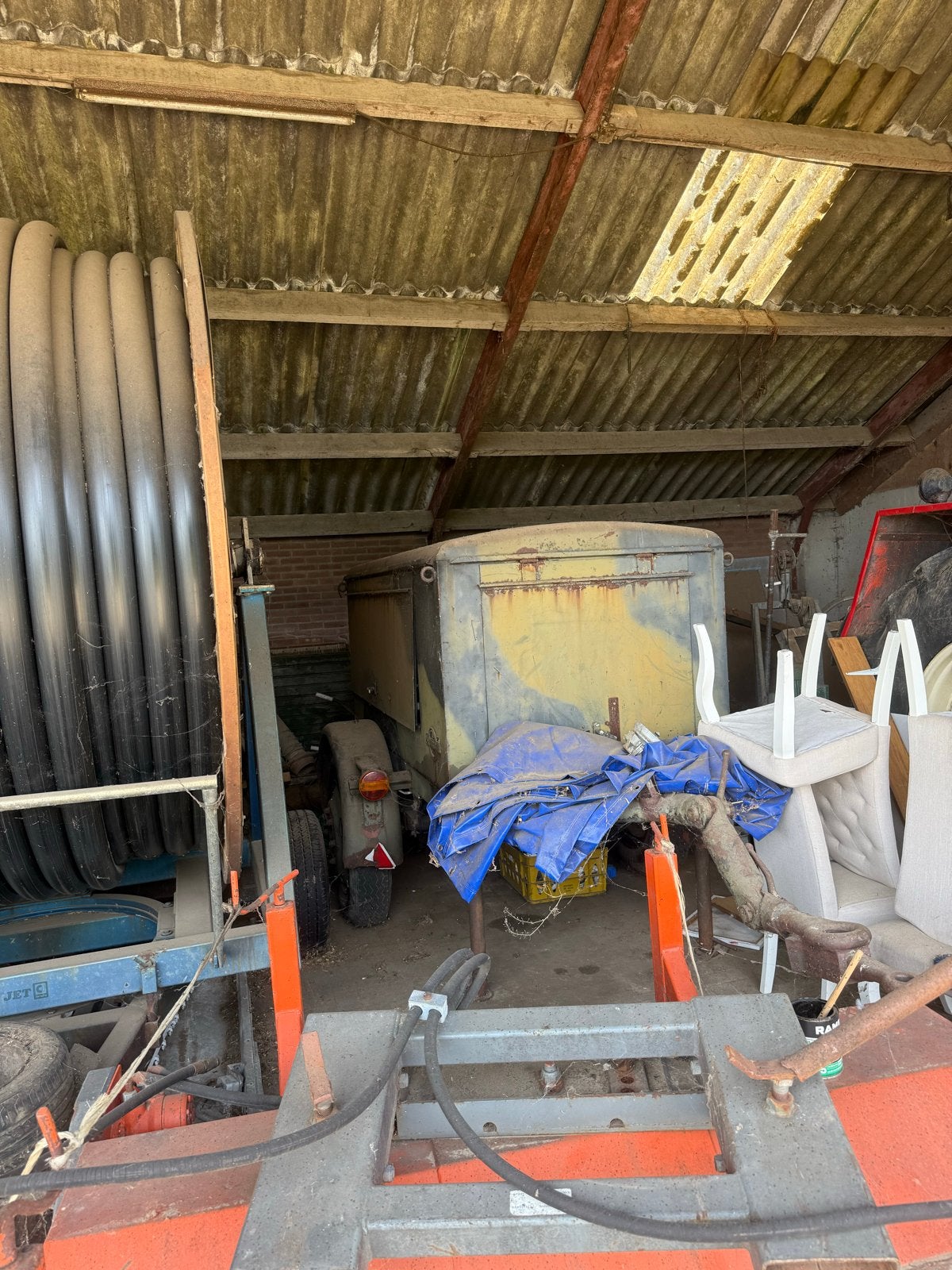 Gebruikte beregeningshaspel met pomp, Ophalen, Akkerbouw, Beregening en Drainage