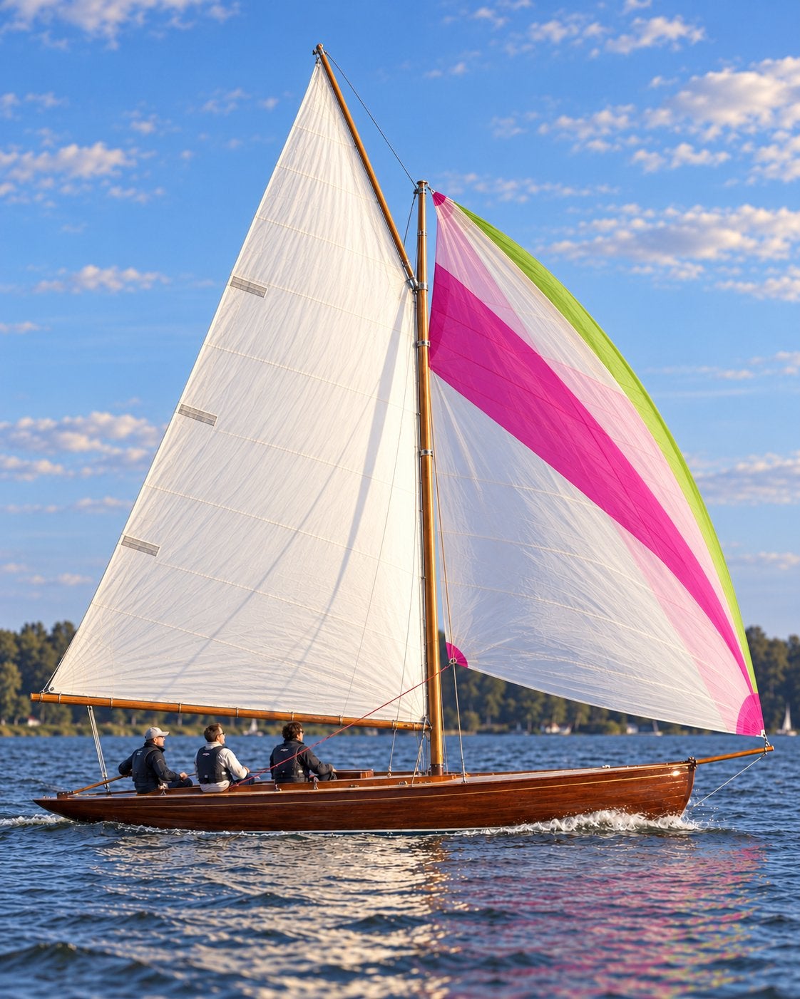 Kleurrijke Gennaker ca. 22 m² - voor zeilboot v 22 a 24 voet, 6 meter of meer, 15 tot 30 m², Ophalen of Verzenden, Zo goed als nieuw
