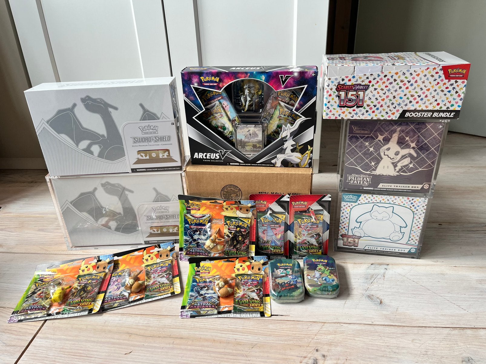 Pokemon Sealed Collectie | 151, PAF, Evolving skies etc., Ophalen, Nieuw, Boosterbox, Foil