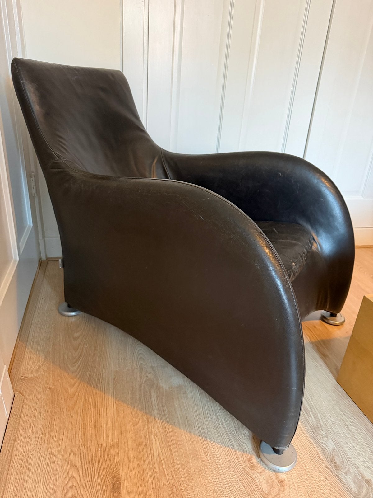 Leren fauteuil, Huis en Inrichting, Ophalen, Zo goed als nieuw, 75 tot 100 cm, 50 tot 75 cm