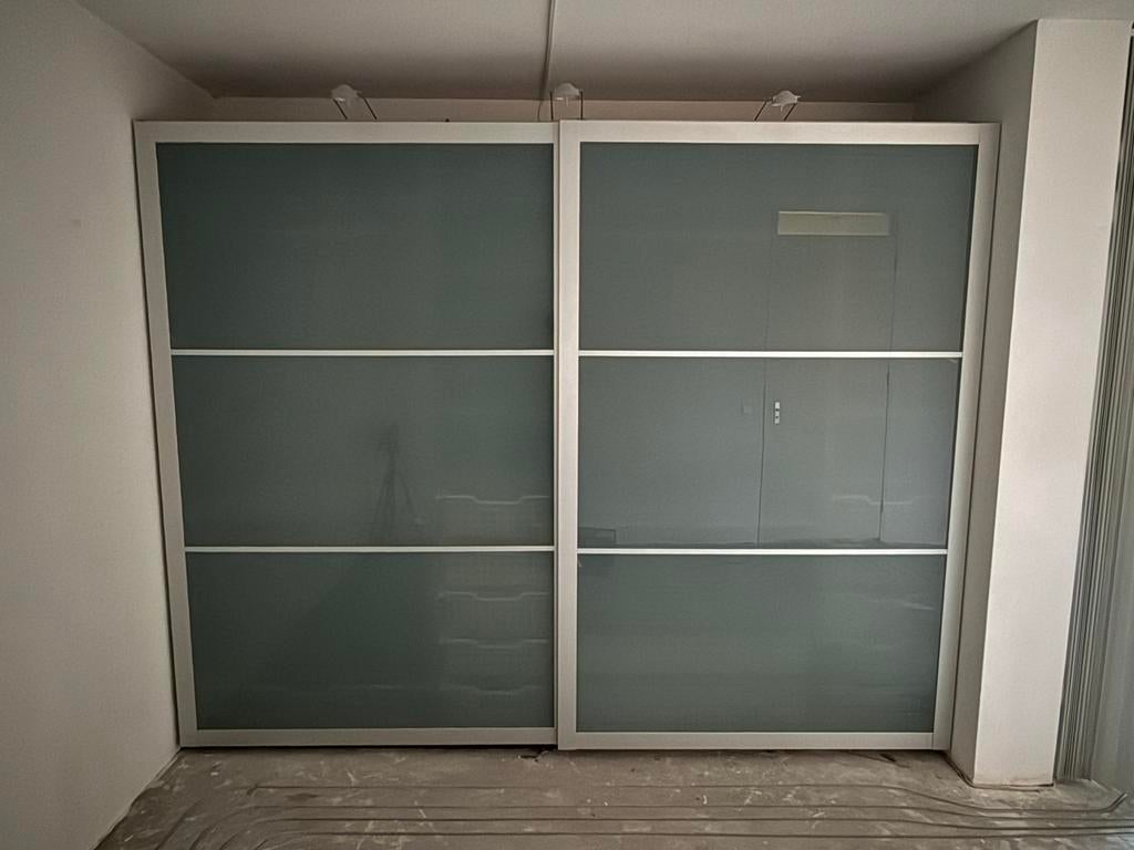 IKEA Schuifdeuren Melkglas 4m x 2.36m (zonder rail), Ophalen, Gebruikt, 200 cm of meer, Glas