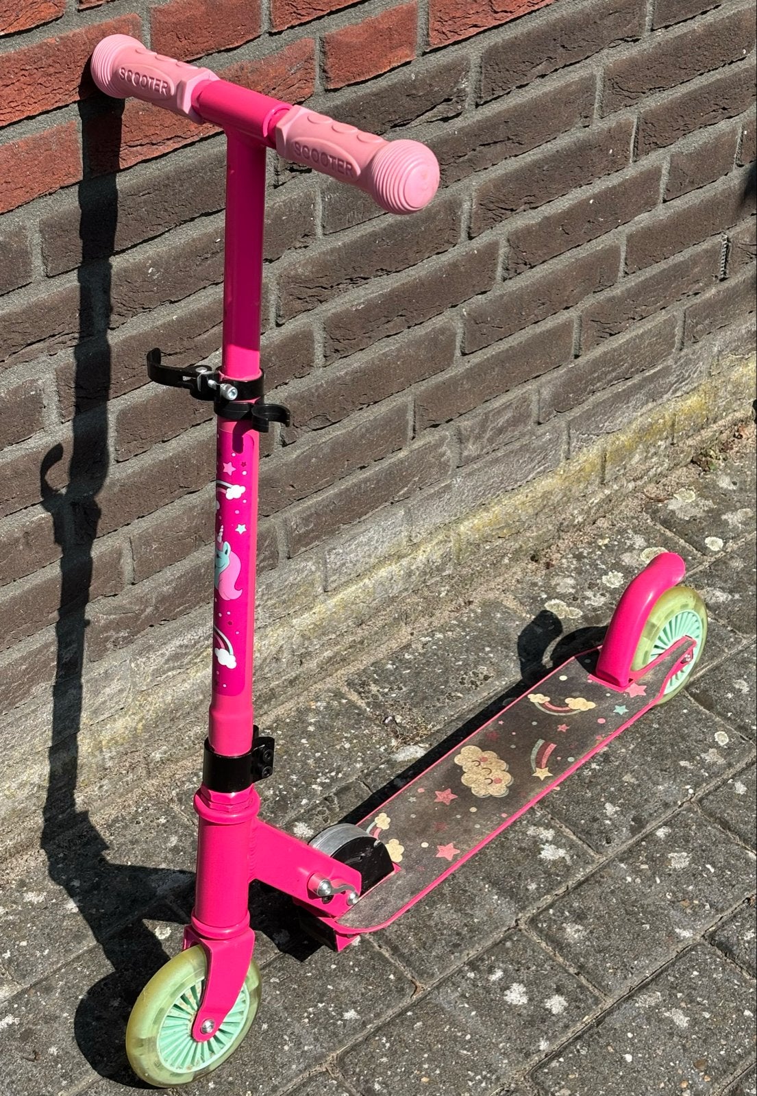 Roze kinderstep met eenhoorn, 5-6 jaar, Ophalen, Gebruikt, Gewone step