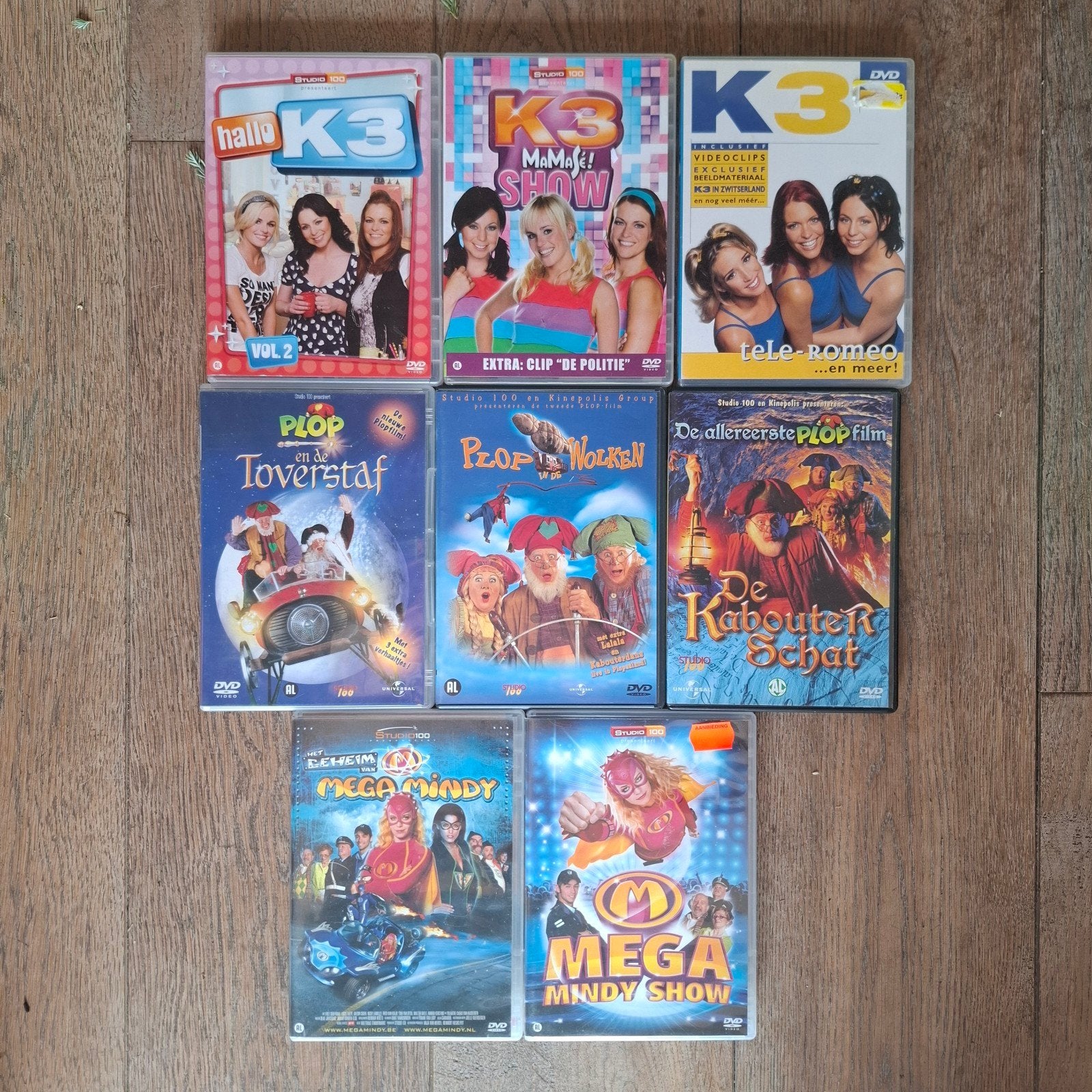 Studio 100 DVD-pakket – K3, Kabouter Plop & Mega Mindy (8 dv, Ophalen of Verzenden, Zo goed als nieuw