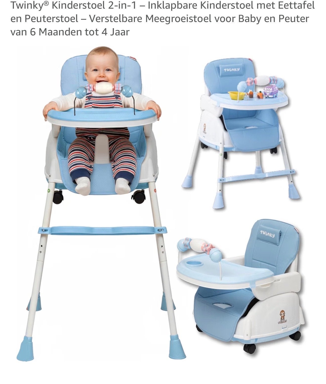 Twinky 2-in-1 Kinderstoel - Inklapbaar & Meegroei, Kinderen en Baby's, Kinderstoelen, Ophalen, Nieuw, Meegroeistoel, Afneembaar eetblad