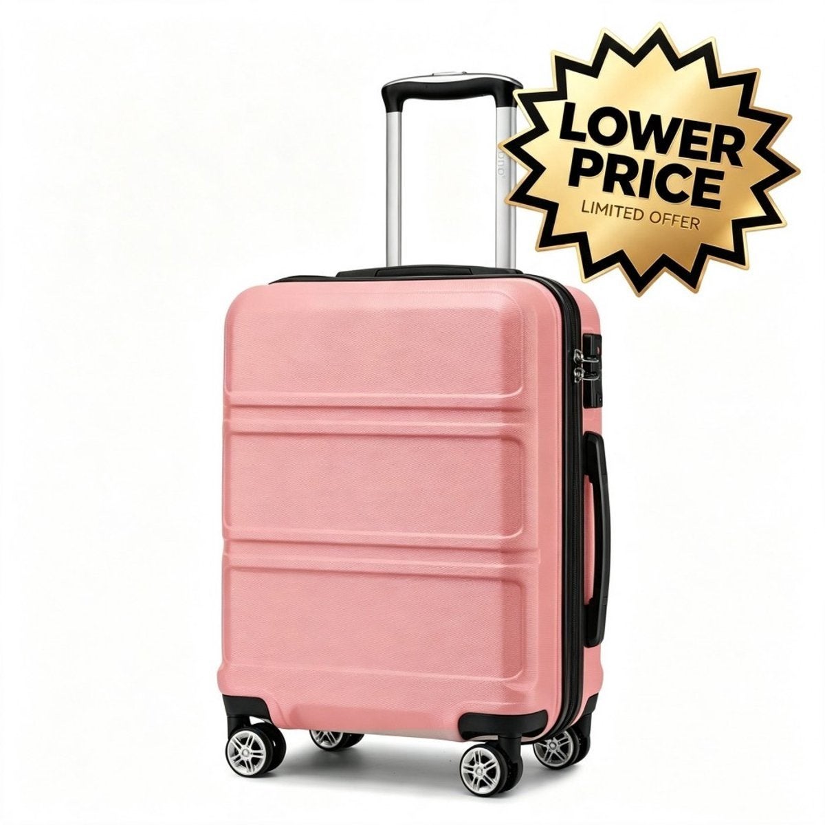 Roze handbagage koffer met TSA slot en 360 wielen Nieuw!, Uitschuifbare handgreep, 30 cm of meer, Minder dan 40 cm, Handbaggage 36 L