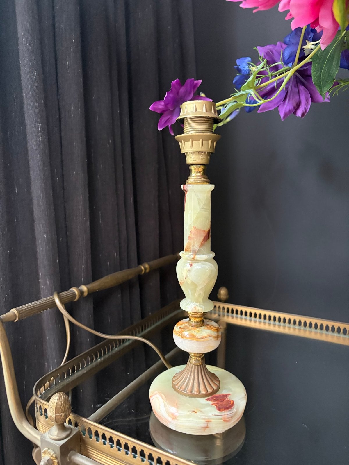 Vintage Onyx Tafellamp - Marmeren Lamp 30 cm hoog, Ophalen of Verzenden