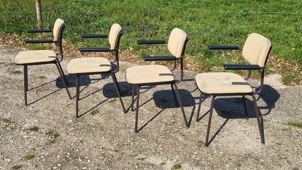 Gispen stoelen met armleuning vintage, Huis en Inrichting, Stoelen, Ophalen, Gebruikt, Overige kleuren, Overige materialen