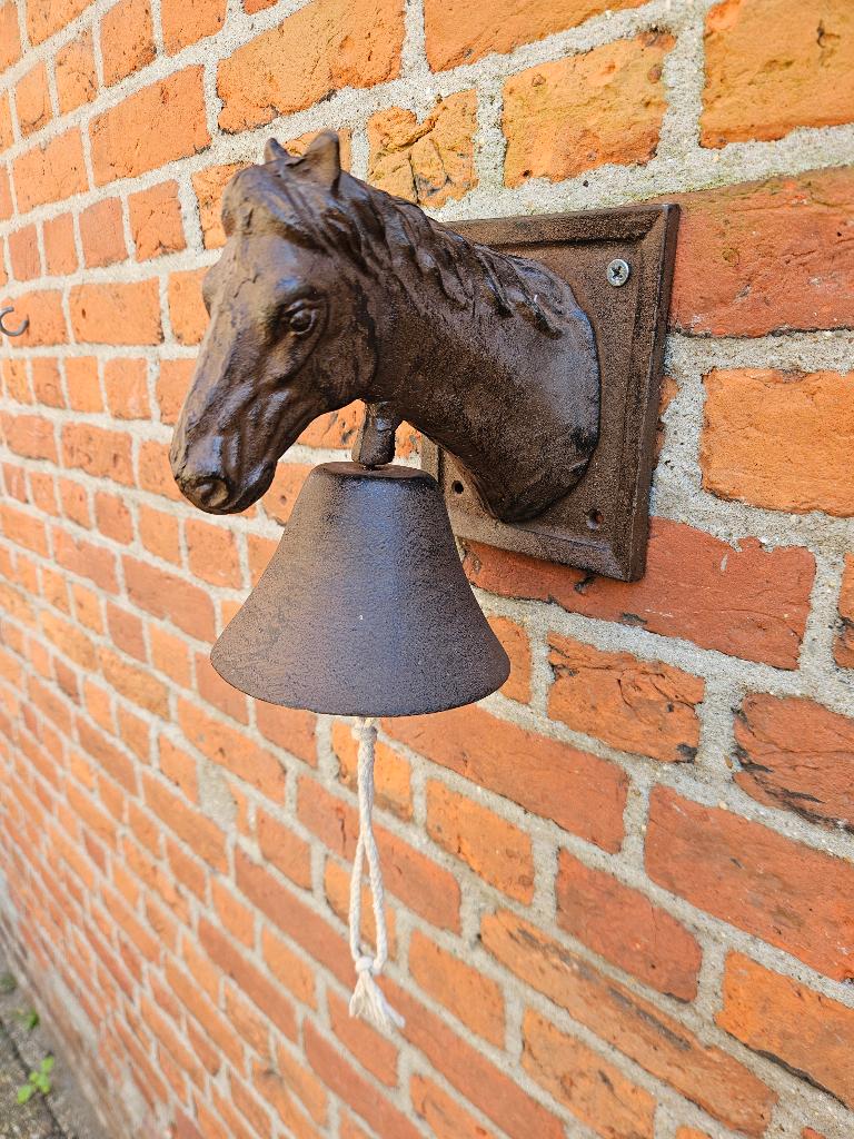 Gietijzeren ( paardenhoofd ) Deurbel, Antiek en Kunst, Ophalen of Verzenden