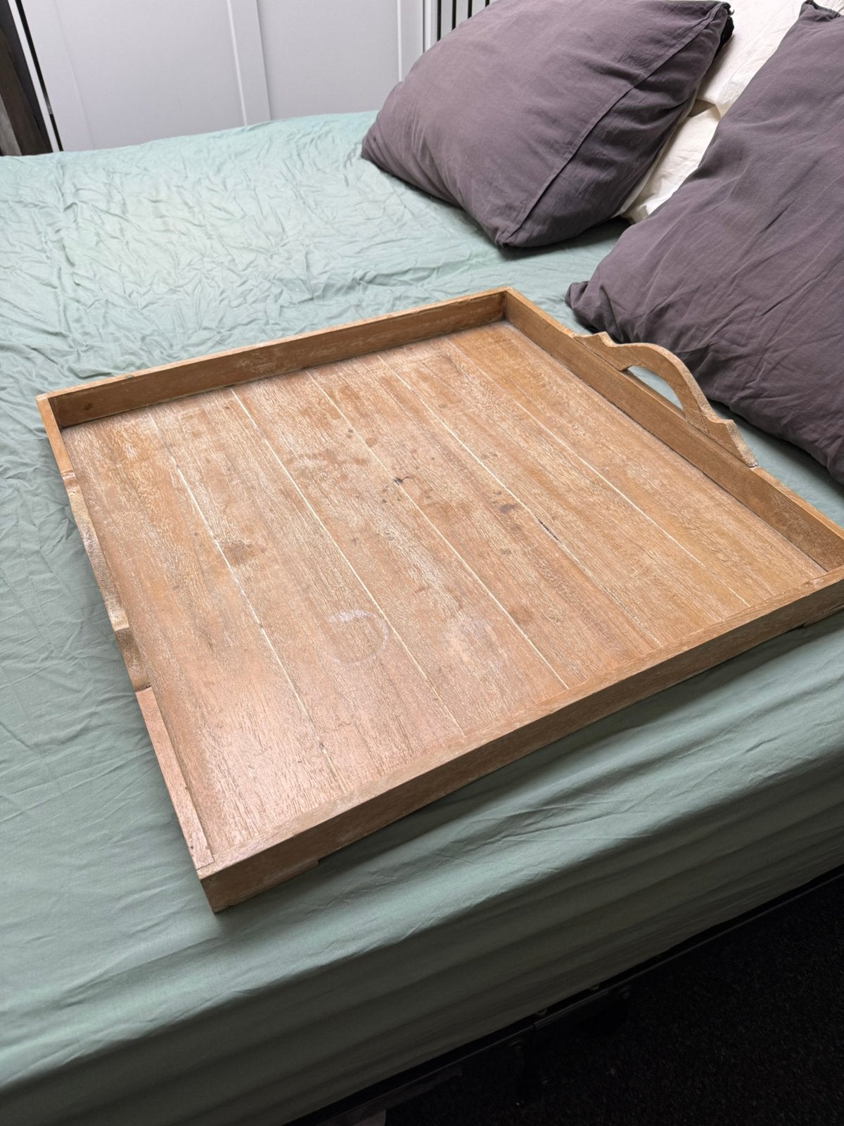groot dienblad, Huis en Inrichting, Ophalen, Gebruikt, Vierkant, Hout