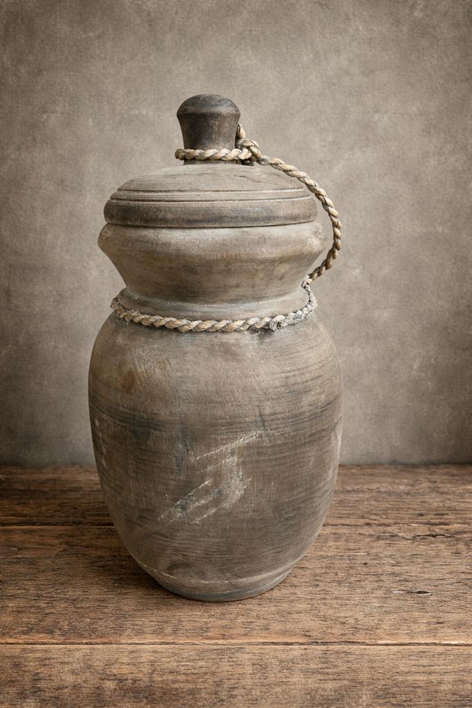 Houten pot, houten kruik met deksel, Huis en Inrichting, Woonaccessoires | Overige, Ophalen of Verzenden, Zo goed als nieuw